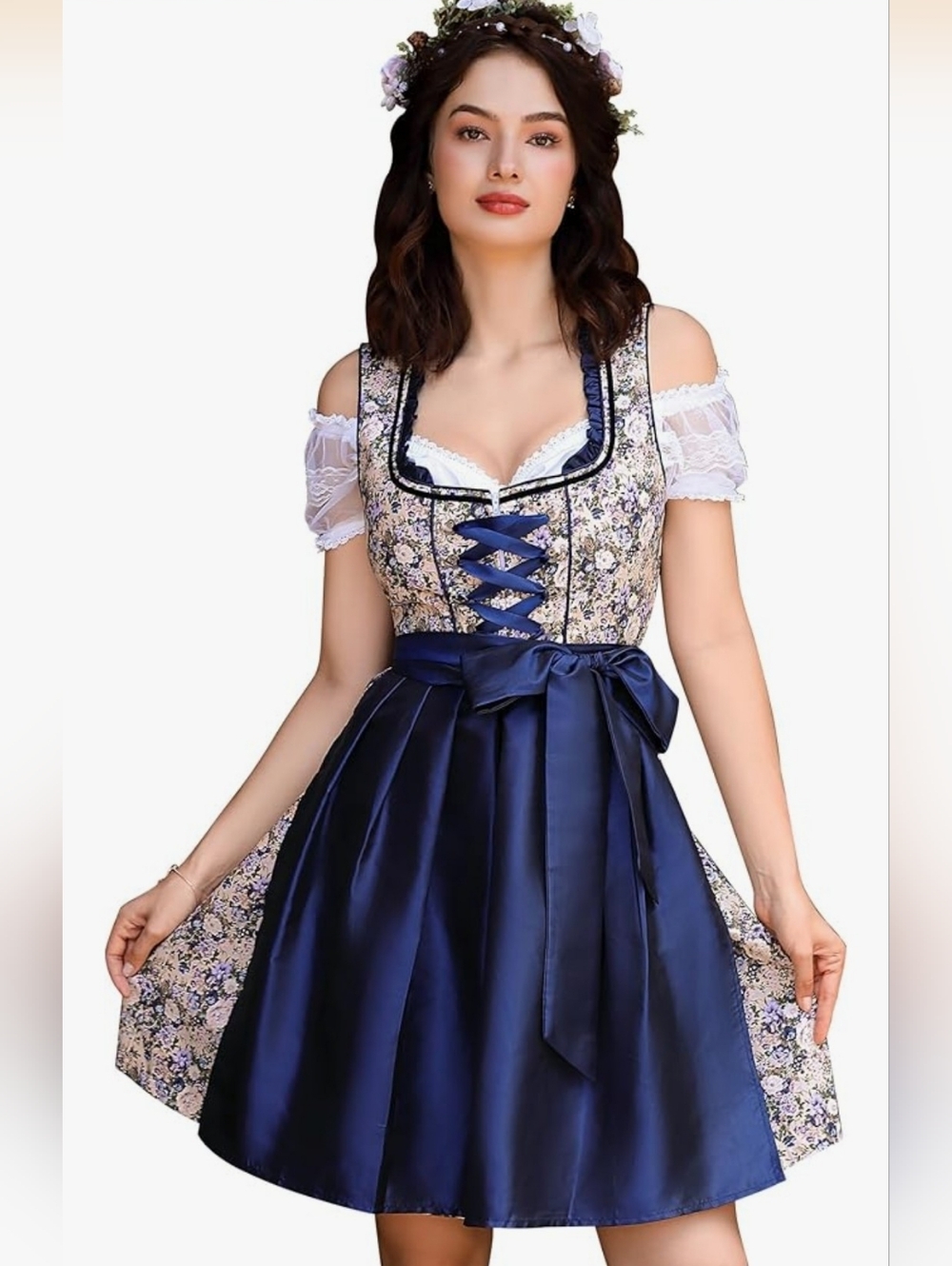 Women's German Dirndl Dress Traditional Bavarian Dress 3 Piece Sz M **No Blouse*